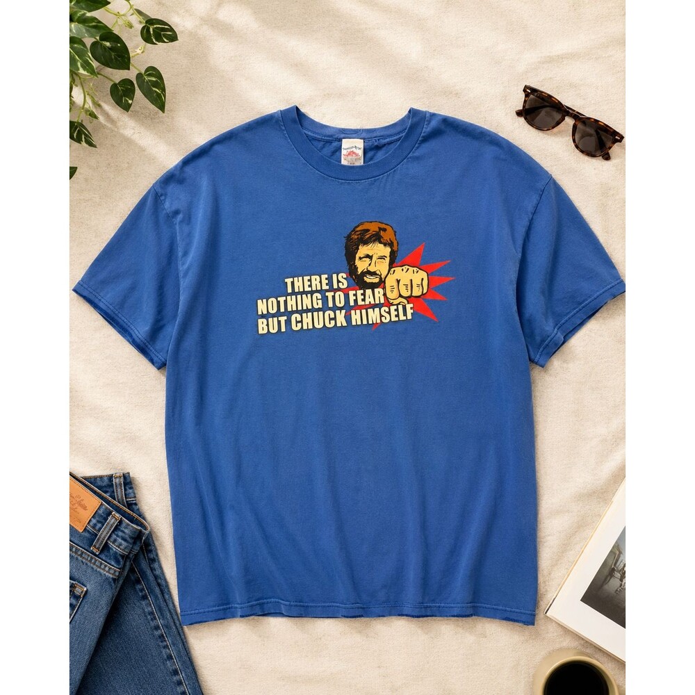 Tennessee River Chuck Norris 2XL Blue Graphic T-Shirt Fear Chuck Himselfโ